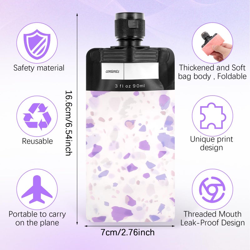 Dimeho 6 Pcs Travel Pouches for Toiletries, 3 oz Travel Size Containers Leak Proof Empty Squeeze Pouches TSA Approved Refillable Travel Bottles for Liquids Shampoo Conditioner Pouch Travel Accessories - Image 2